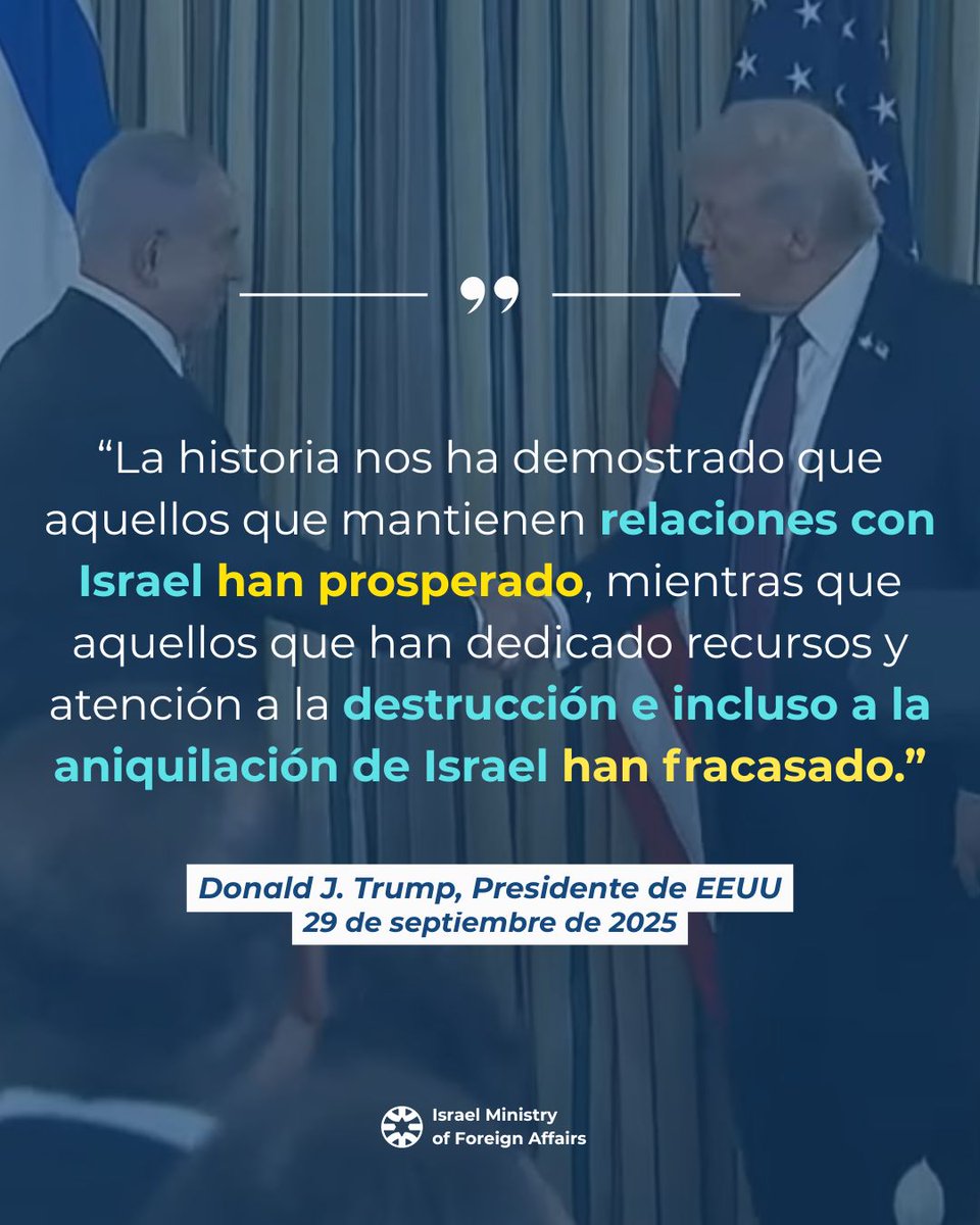 Ayer el presidente Donald J. Trump y  el primer ministro Benjamin Netanyahu compartieron su visión, destacando la fortaleza de las alianzas duraderas y la esperanza de un futuro pacífico. 🇺🇸🤝🇮🇱