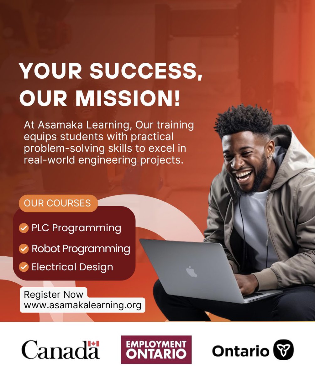AsamakaIndustry's tweet image. 🚀 Want to stand out in today’s job market?

✅ PLC Programming
✅ Robot Programming
✅ Electrical Design
Learn with experts. Train with real tools. Build a lasting career.
📞 Secure your spot today: asamakalearning.org

#AutomationTraining #CareerGrowth #TechSkills #PLC