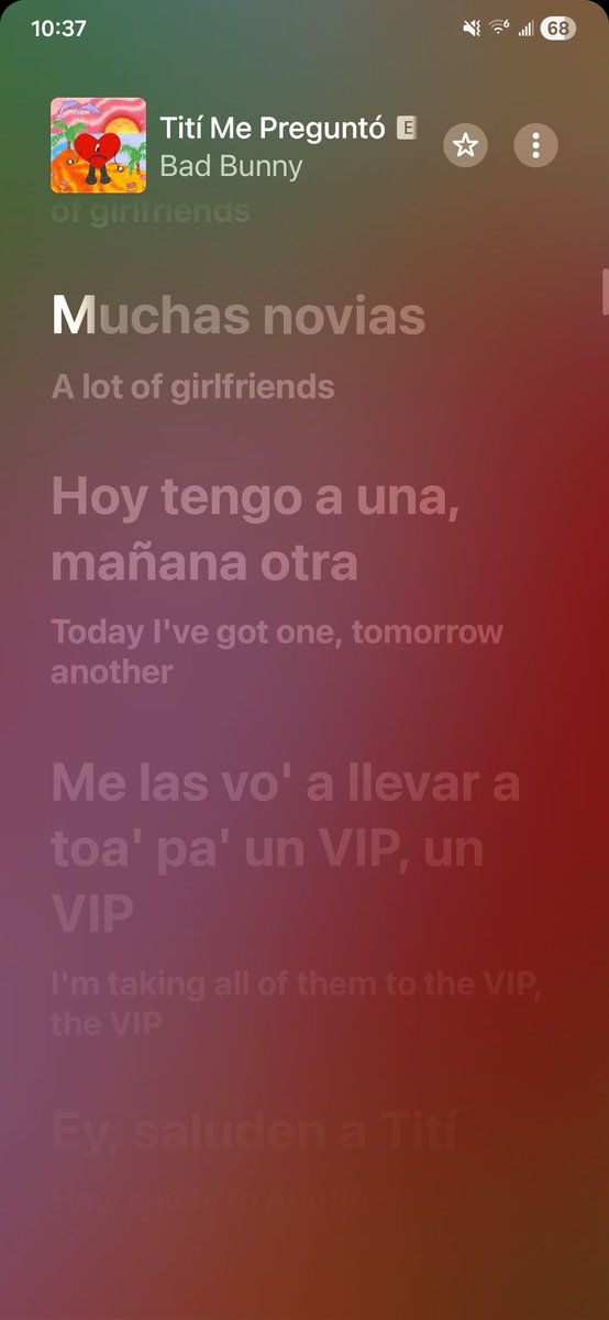 VballinChick's tweet image. Hey cool when did @AppleMusic add English under Bad Bunny songs? I wanted to check him out cause of the super bowl but I don&apos;t know the language. It would be cool if kpop songs had that too! #AppleMusicHalftime #SuperBowl #badbunny