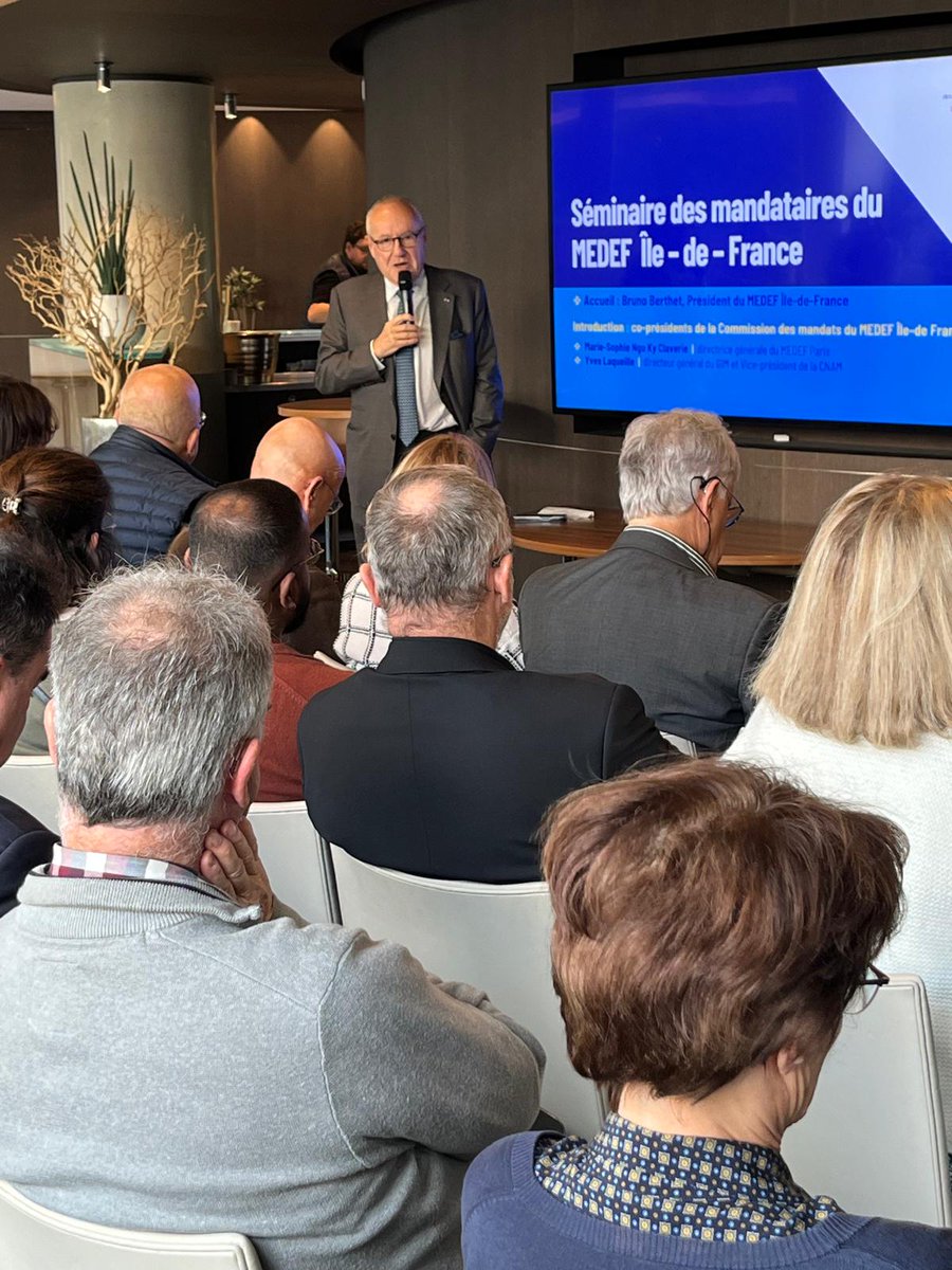 MEDEF Île-de-France (@medef_idf) on Twitter photo 📅Hier, le MEDEF Île-de-France a réuni ses mandataires lors du Séminaire des mandataires.
🙌Merci aux intervenants et aux mandataires pour leur participation.
💡Ateliers : emploi-formation, logement, protection sociale, santé au travail.
#MEDEFIledeFrance #Mandats 📅Hier, le MEDEF Île-de-France a réuni ses mandataires lors du Séminaire des mandataires.
🙌Merci aux intervenants et aux mandataires pour leur participation.
💡Ateliers : emploi-formation, logement, protection sociale, santé au travail.
#MEDEFIledeFrance #Mandats