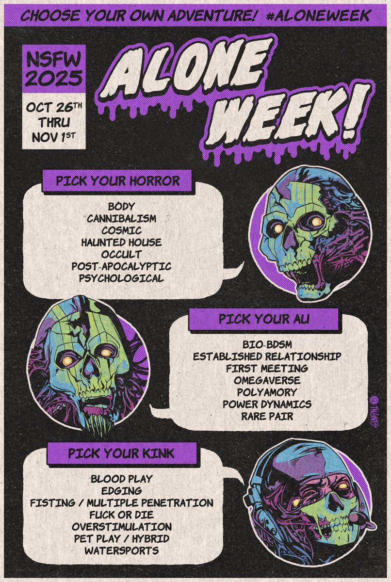 Hi! I am so excited to announce Alone Ghost Week!! Please use the tag #aloneweek from Sun Oct. 26th to Sat Nov. 1st! I am more active on bsky, but twt peeps deserve love, too!! Please give bsky.app/profile/tngnts… all the love for the gorgeous artwork!! #aloneghost #cod #ghoap