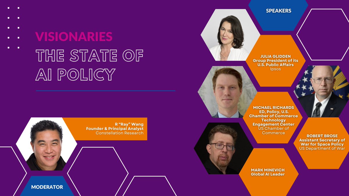 🌐 Visionaries: The State of AI Policy. Dive into the latest on AI governance, regulation, and ethical frameworks shaping the future of technology. Insights from leaders defining the rules of the AI era. 

#AI #AIPolicy #AIF2025 bit.ly/46uG295
<a href="/rwang0/">R “Ray” Wang 王瑞光 #Cupertino #AI #Energy R.NFT</a> <a href="/JuliaGlidden/">JuliaGlidden</a>
