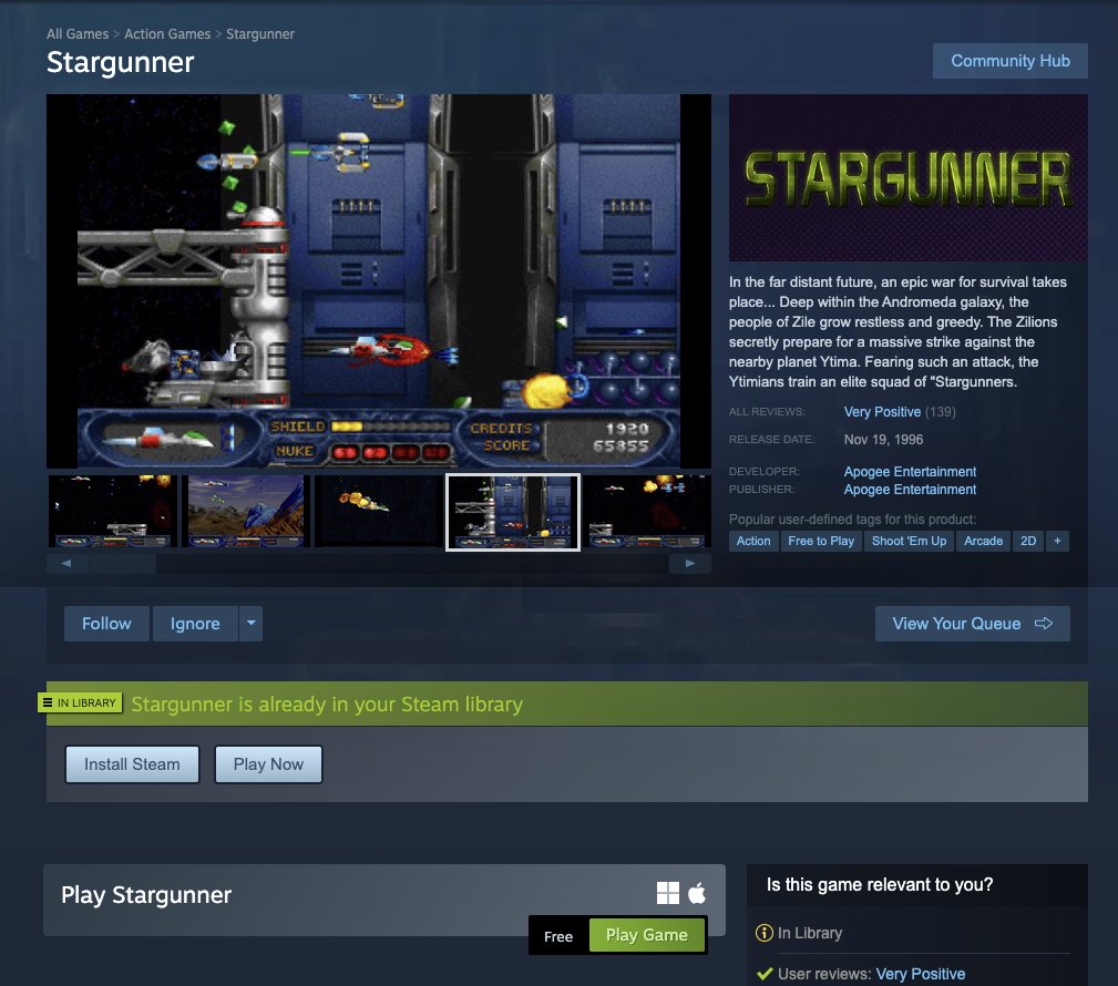 Stargunner is FREE on Steam.