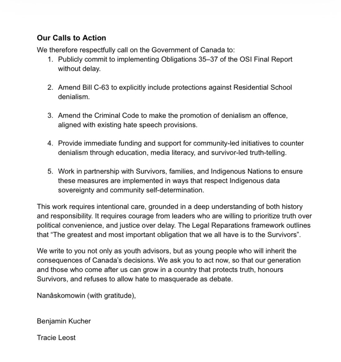 On #TruthAndReconciliationDay, we call on Canada to confront Residential School denialism.

We believe Survivors.

We honour their truth.

We will never stop fighting for those who never made it home.

Read our letter:
