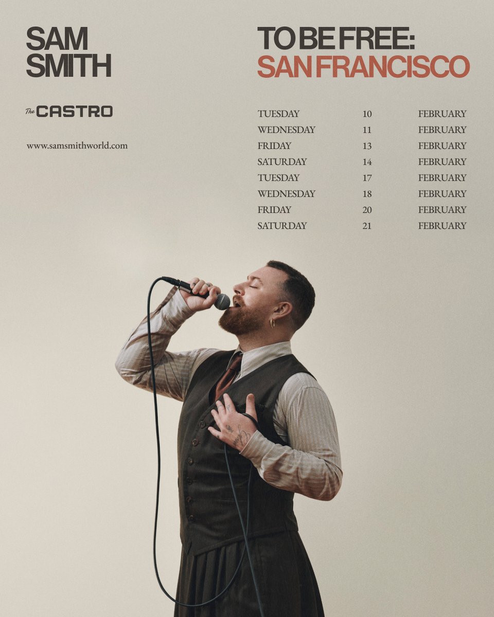 San Francisco, we're bringing my To Be Free residency to The Castro 🧡
10th-21st February 2026
Sign up before 10pm PT on October 2nd for pre-sale. Link in bio and stories.
Get pre-sale tickets from 10am PT Mon October 6th. General sale tickets available Tues October 7th, 10am PT