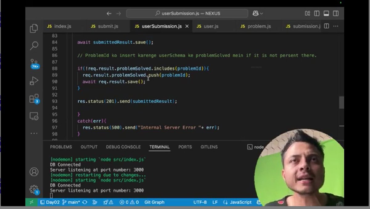 SkChaudhary45's tweet image. User Progress Tracking (Nexus)
Auto problem tracking, no duplicates, MongoDB references, real-time results, memory-efficient, scalable, Submit &amp;amp; Run modes.@rohit_negi9 

#SystemDesign #MongoDB #BackendEngineering #CodingPlatform #Nexus #Judge0