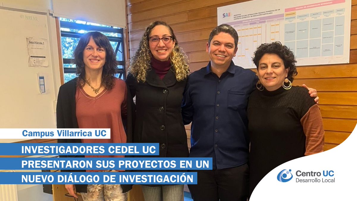 cedel_UC's tweet photo. ✅ Los investigadores del CEDEL UC, Alejandra Meneses, Renata Carvalho da Silva y Dyego Morais, presentaron sus proyectos de investigación en un nuevo Diálogos de Investigación, organizado por @VillarricaUC. 🙌🏼

🖥️ Nota disponible en https://t.co/Nn4qUVR0tu. https://t.co/C9eNfeQCsW