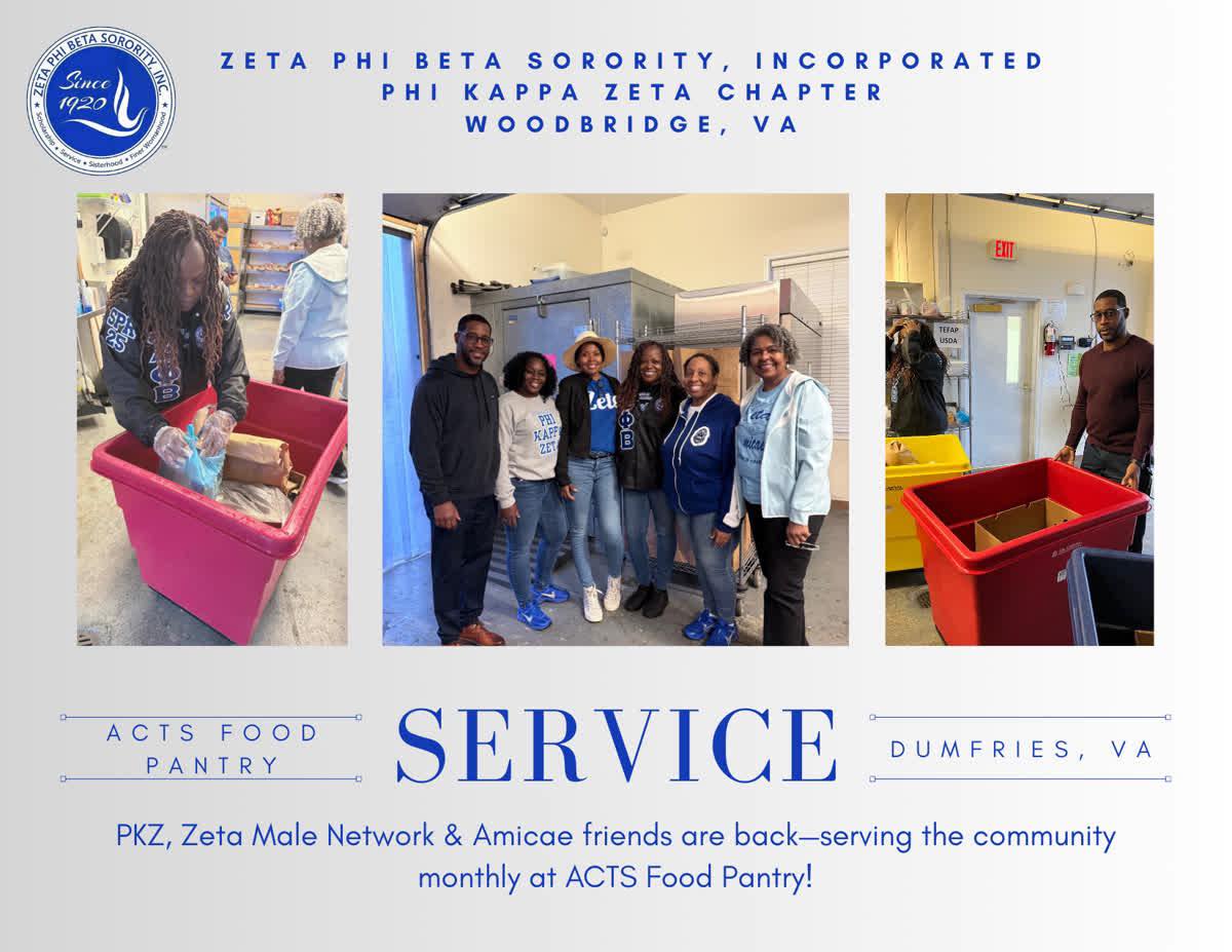 zphibpkz's tweet image. PKZ is back in action!
Phi Kappa Zeta Chapter, along with our Zeta Male Network and Amicae friends, is proud to continue our monthly service at the ACTS Food Pantry in Dumfries, VA.
Service is what we do, and we’re honored to give back—month after month! 📷📷
#ZPhiB1920