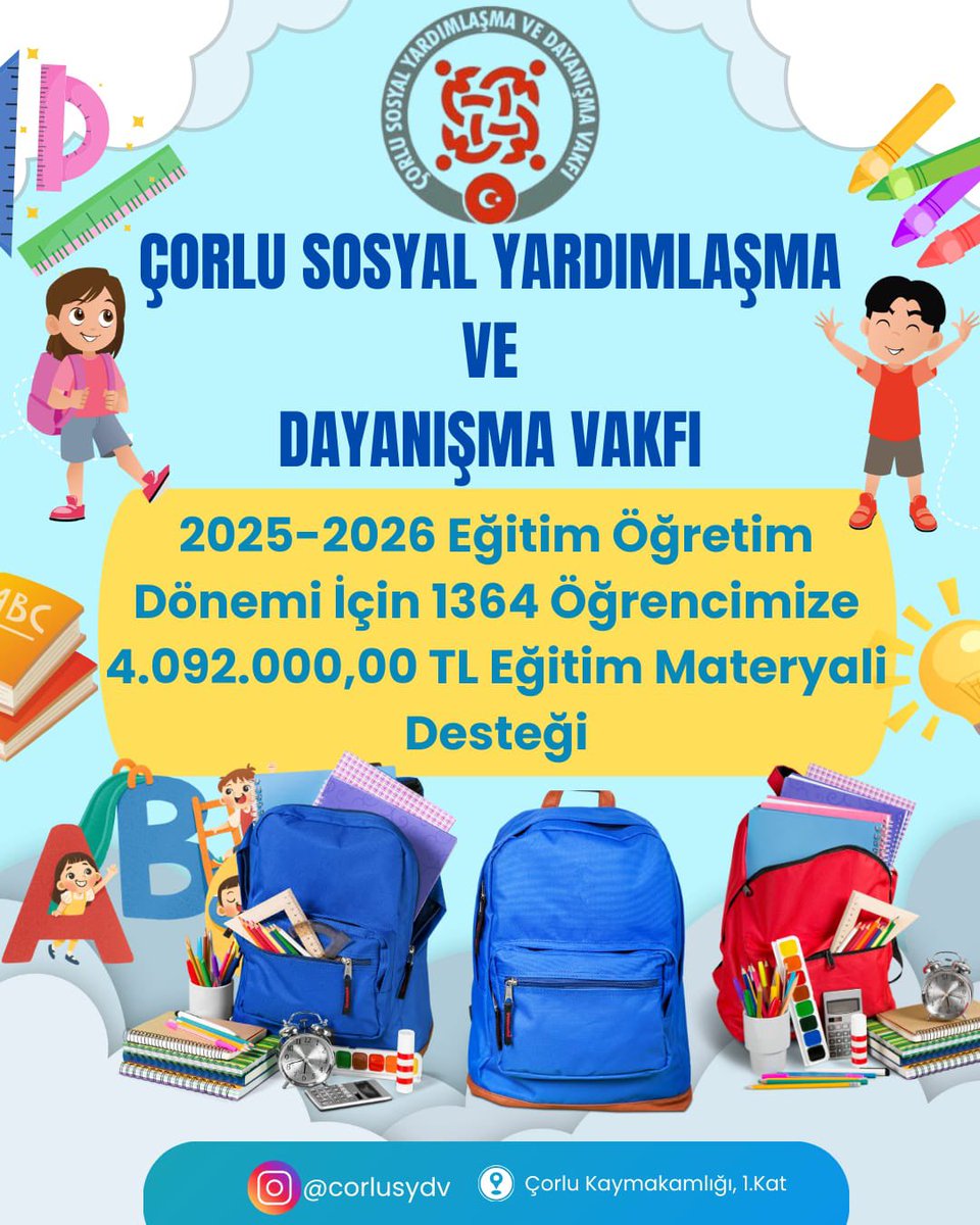 Çorlu Sosyal Yardımlaşma ve Dayanışma Vakfı tweet media