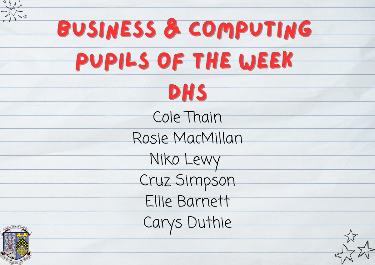 Well deserved shout out for these pupils who have shown determination and commitment to their learning in our faculty. Well done all. 😃⭐️ #potw <a href="/DunfermlineHS/">Dunfermline High</a>