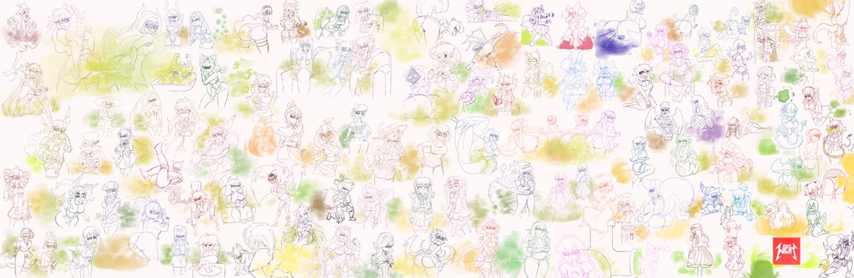 On April I got a silly idea to do every single request I get under the idea post on one big canvas. I got slightly above a 100 of them. Now, a normal person would compromise by maybe selecting a few or just ditching the idea...

I'm not normal.
#fart #fartfetish #fartart #burp