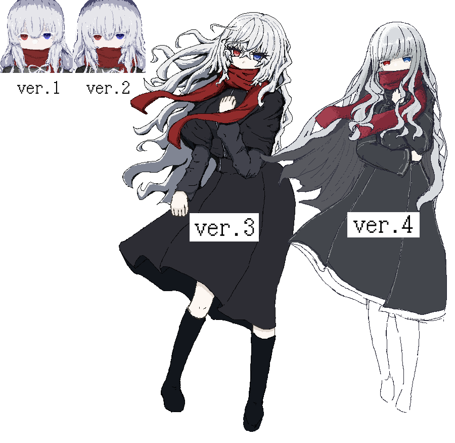 deep__develop's tweet image. ヒロインの見た目は何度か描き直していますわ!!
最初は顔グラのみ(体が描けなかった)で、途中から全身絵に切り替えましたわ!!ver.4の脚が色なしの手抜きなのはご愛敬ですの!!(ゲーム中見切れる)
当初はEdgeで描いていたのですが、今はGraphicsGaleですわ!!
#ドット絵 #ゲーム制作 #ゲーム開発