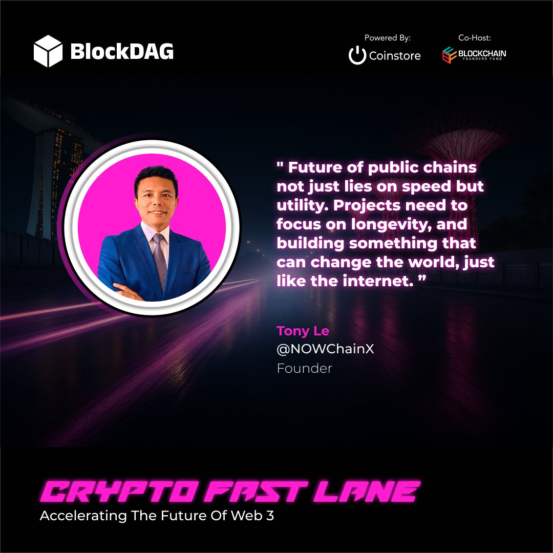 CoinstoreExc's tweet image. ⭐ Keynote Highlights ⭐

⚡ The future isn’t later—it’s NOW.
High-speed rails + security + usability = the backbone of mass Web3 adoption.
@NOWChainX 

#Web3GP #SingaporeGP #Coinstore #cryptofastlane