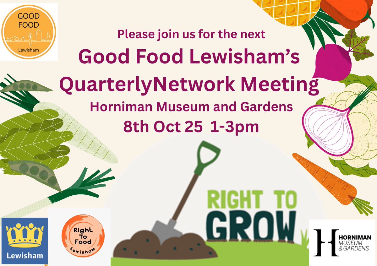 Come along to our next network meeting <a href="/HornimanMuseum/">Horniman Museum and Gardens</a>  exploring the topics of The Right to Grow and the Right to Food #lewisham  eventbrite.co.uk/e/octobers-goo…
