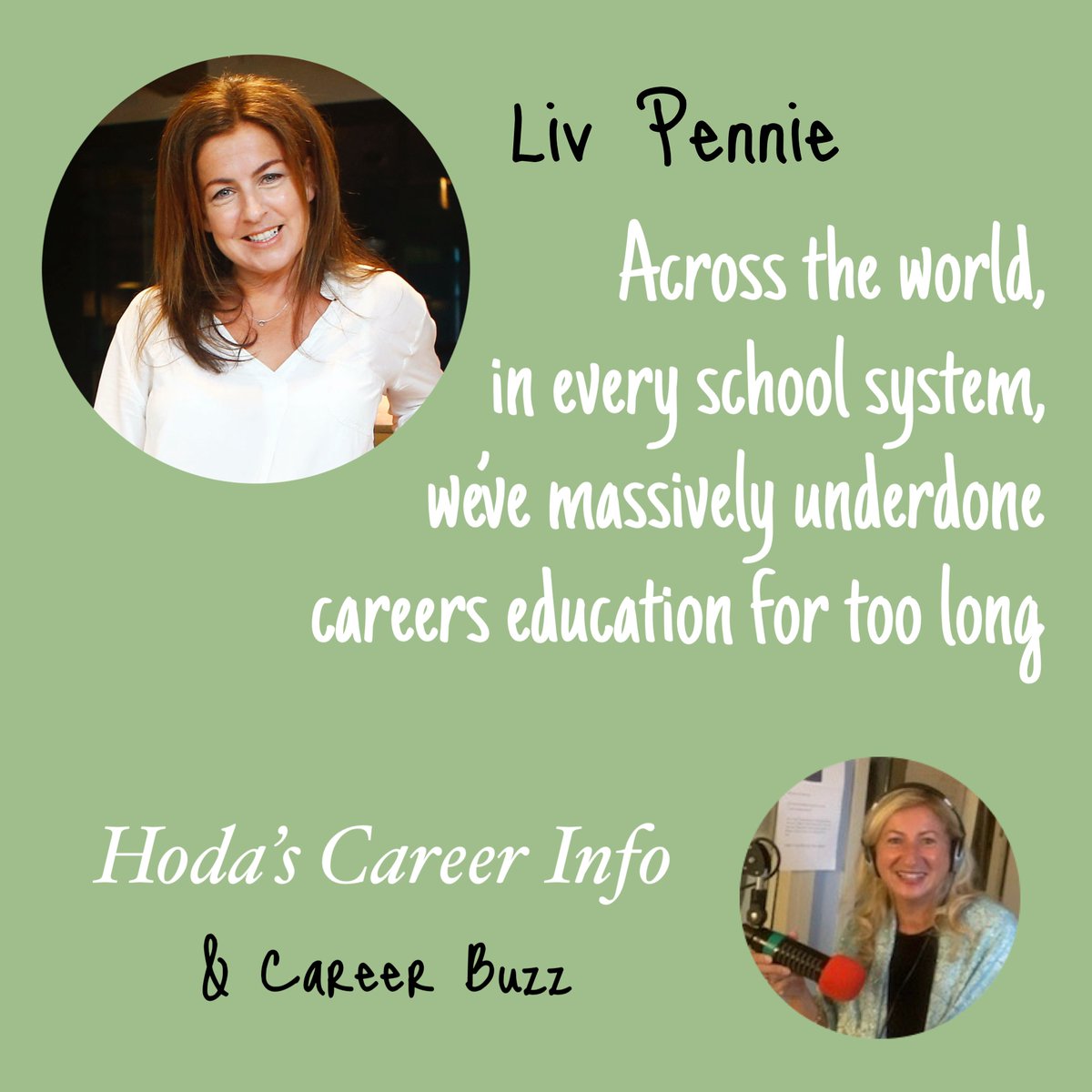 Careers Education is the focus of this latest #podcast  episode of Hoda's Career Info. 

Do you agree/disagree with Liv? Here is a link to hear how she elaborates.

on.soundcloud.com/Ti8Ll9V4vlA68G…

#CareerEducation #careers #education #futureofwork
#EducationReform #careerliteracy