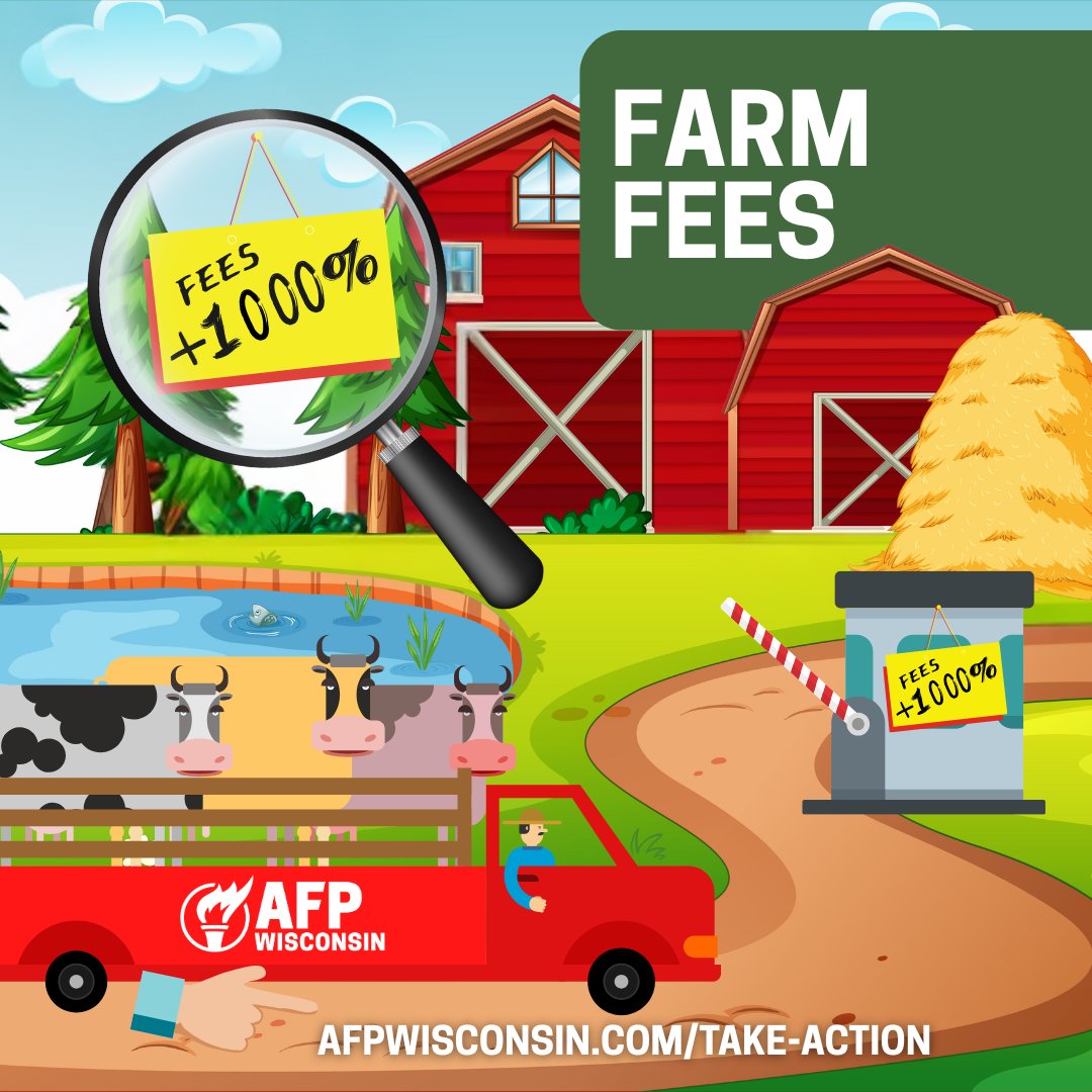 AFPWI's tweet image. 🚨 Wisconsin already drowns under 165,000+ regs. Now Evers’ admin wants to jack up farm fees over 1,000%+ (yes, you read that right).

👉 $420 → $7,400 for markets
👉 $60 → $370 per farm truck

Nothing says “helping farmers” like jacking up their fees. Enough is enough.