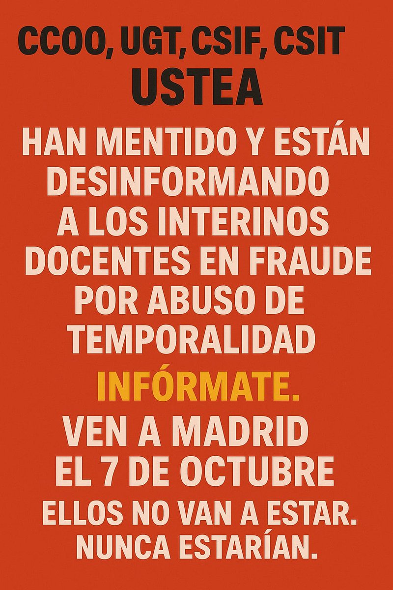 XristianDiaz25's tweet photo. #FijezaYa - 🆘 @EU_Commission
- 🆘 @ComisionEuropea #UGT #CCOO #CSIF #Congreso 7 Octubre
- 🆘 @EUombudsman #Contramani
#XrisNews2909 📆 - #Temporalidad
🚥 Directiva Europea 1999/70/CE:
🆘- "- Contra manifestación
✏️ - de los firmantes
🩸- de la ley 20/2021.
🤔- ¿Qué tasa de temporalidad en fraude de ley sufren en "Paradores" los empleados?
🤔- ¿Cada cuánto se han convocado oposiciones para acceso con la condición de fijo?
👉 #Madrid7Oct Frente al Congreso de los Diputados para la REAL lucha contra la precariedad laboral."