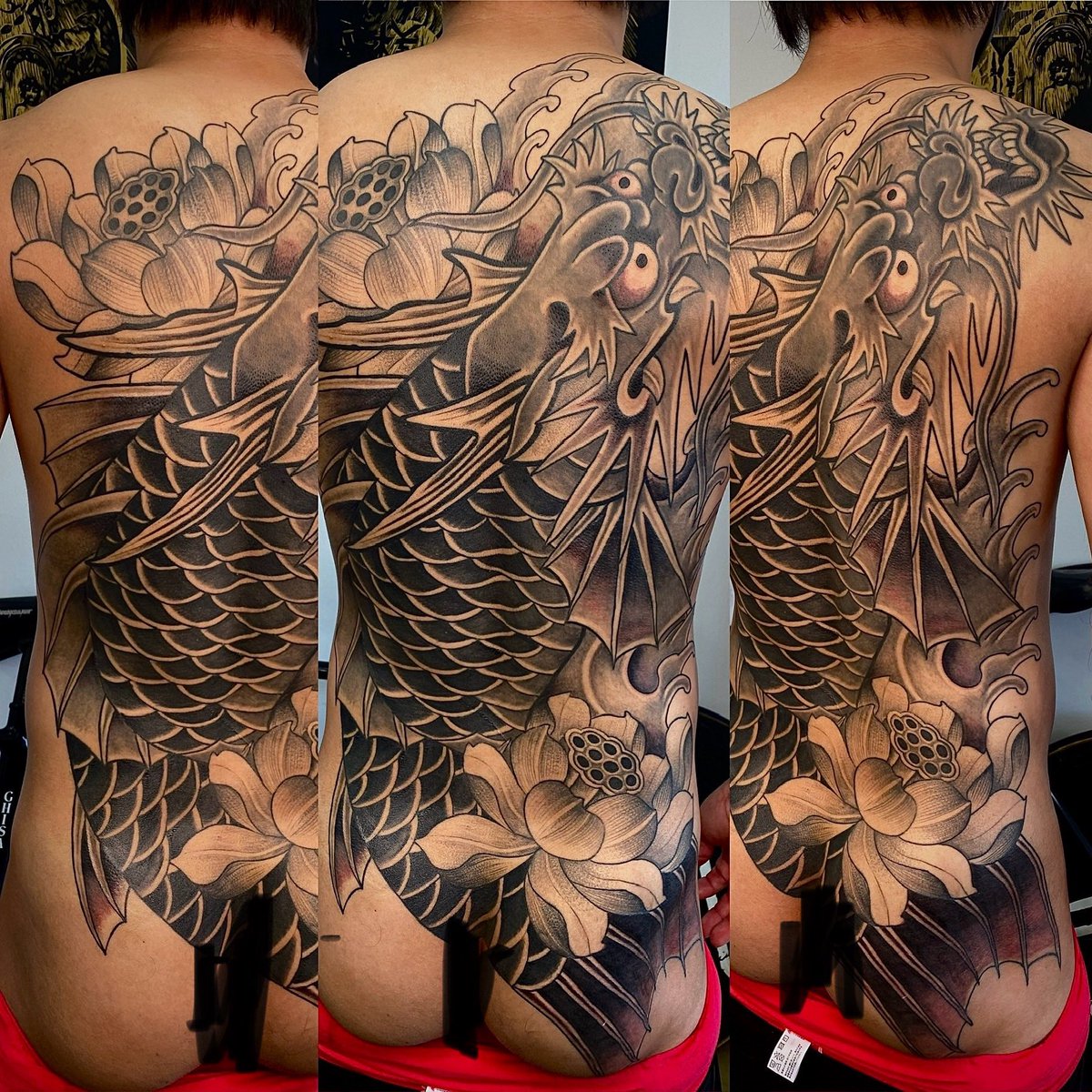 bntsgen's tweet photo. 背中完成
#埼玉県熊谷市　#彫玄　#刺青　#tattoo #化け鯉　#埼玉タトゥー　#熊谷タトゥー　#深谷　#上尾　#本庄　#当日予約ok  #群馬タトゥー https://t.co/S1QxhxY5WN