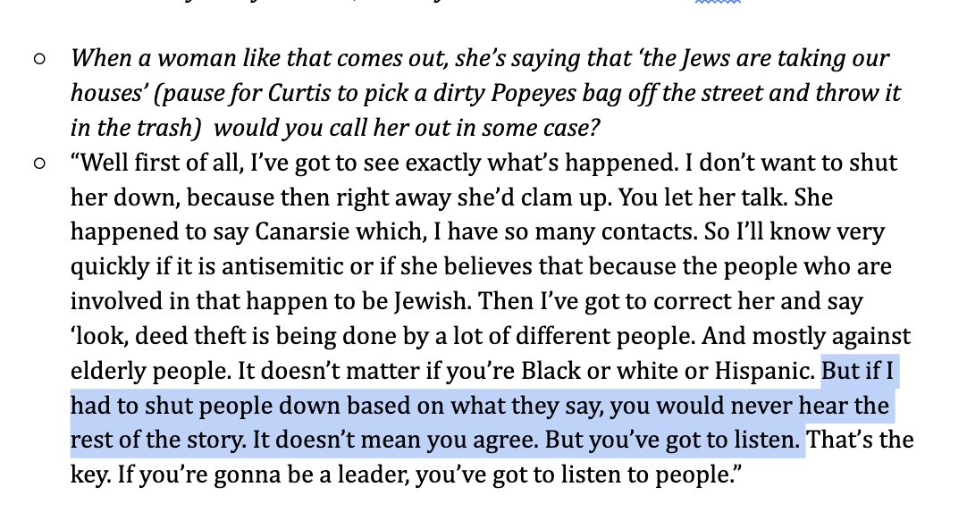 This is getting some attention, so here's Curtis Sliwa's full response on why he didn't pause a woman talking about Jews stealing homes. I didn't record the initial interaction, but did record this: