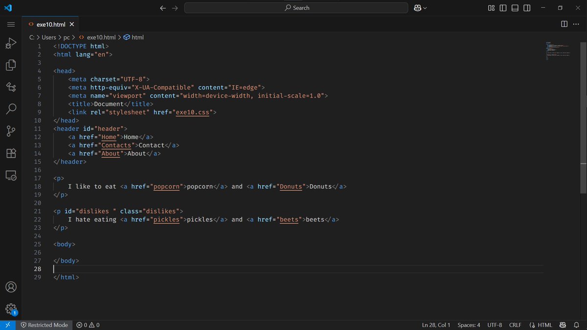 _kolamak's tweet photo. Still learning the basics of HTML & CSS... This time i built a page with a teal header, blue bold likes & red bold dislikes.
Simple, but it feels good seeing structure + style come alive. #axiaexperienceC8 #HTML #CSS https://t.co/PrFziSGeuu