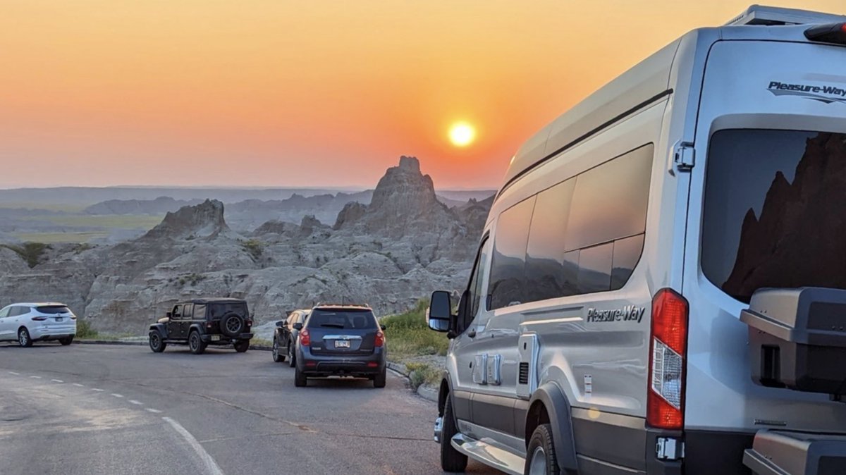 Some sunsets are worth pulling over for. Out on the edge of the Badlands, the road slows down, the sky turns gold, and the journey feels every bit as beautiful as the destination. Feel free to share yours in the comments!

📸 Liz Voosen
#Sunset #PleasureWay #Vanlife