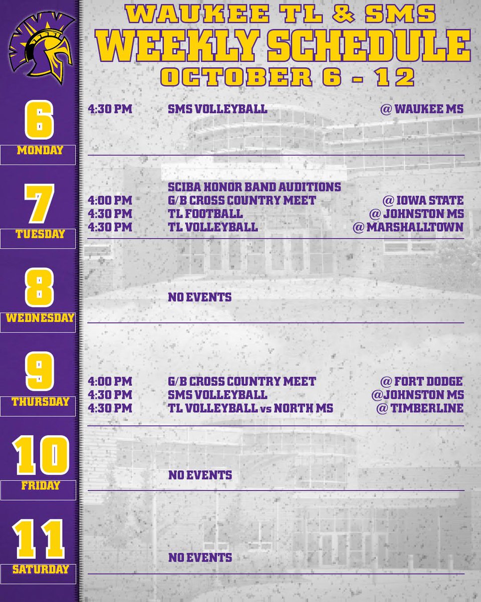 WaukeeMS's tweet photo. 🚨8th Grade Activities/Athletic Schedule Oct. 6-12 🚨 https://t.co/3LvDhHjOVS