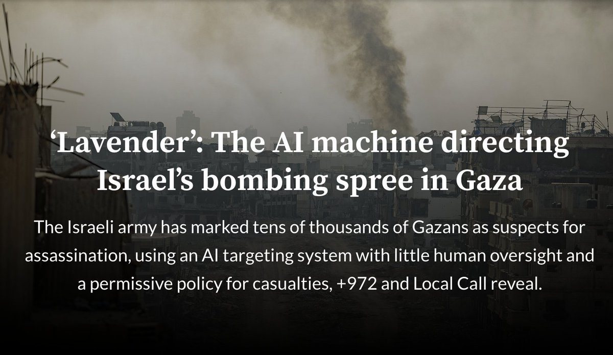 MehdZi's tweet photo. @rauchg "We spoke about AI empowering everyone"... to commit genocide? https://t.co/mBNLoobsbD