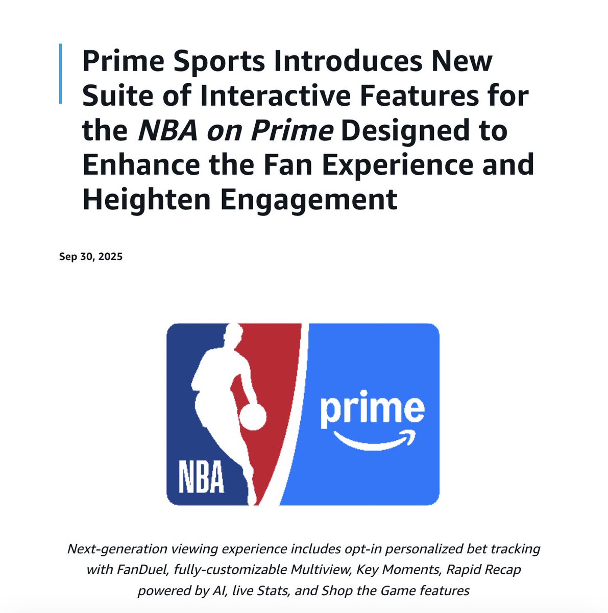 🔵MARKETEVANS: "Amazon Prime Video e FanDuel: nuova partnership per scommesse NBA in tempo reale"