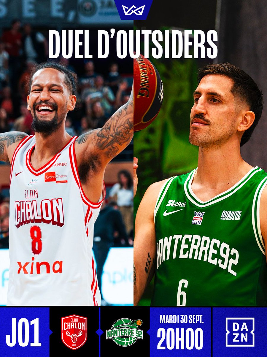 Betclic ELITE (@betclic_elite) on Twitter photo Ce soir ça se passe sur <a href="/DAZN_FR/">DAZN France</a> 🍿
Deux équipes ambitieuses du championnat de France pour terminer la J01 : <a href="/ELANCHALON/">Elan Chalon</a> vs <a href="/Nanterre92/">Nanterre 92</a> ! Ce soir ça se passe sur <a href="/DAZN_FR/">DAZN France</a> 🍿
Deux équipes ambitieuses du championnat de France pour terminer la J01 : <a href="/ELANCHALON/">Elan Chalon</a> vs <a href="/Nanterre92/">Nanterre 92</a> !