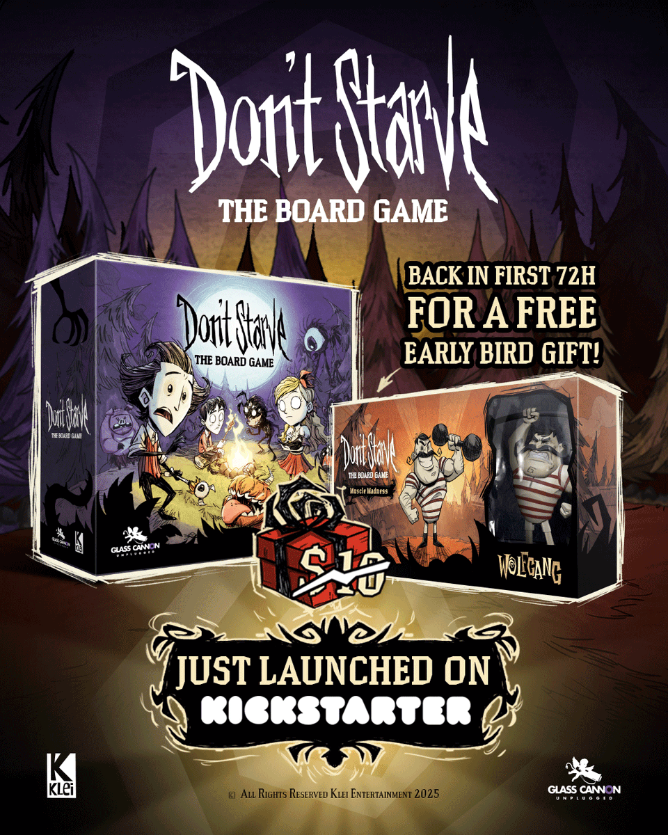 Survivors, it's here!! Don’t Starve: The Board Game is LIVE on Kickstarter! 🔥

Claim the Wolfgang Early Bird reward before time runs out 🐦

👉 Back the campaign now: kickstarter.com/projects/glass…

#dontstarve #boardgames