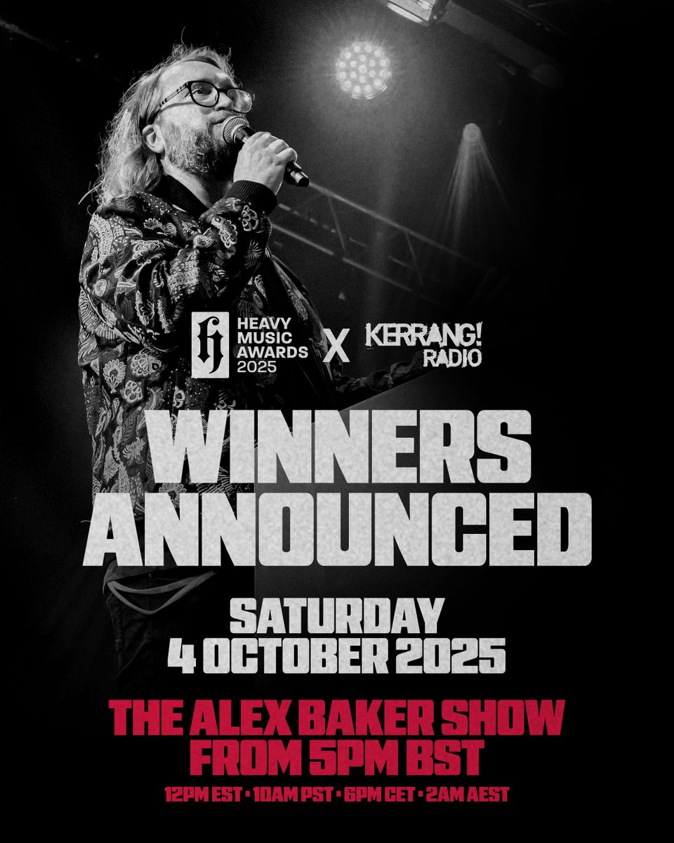 Heavy Music Awards (@heavymusicawds) on Twitter photo We are immensely proud to be partnering with <a href="/KerrangRadio/">Kerrang! Radio</a> to reveal the #HMA25 winners on <a href="/alexbakerman/">Alex Baker</a>'s show this Saturday 4 October from 5pm BST.
We’ll also be sharing updates on our social channels as we unveil our winners - all voted for by you.
hellorayo.co.uk/kerrang We are immensely proud to be partnering with <a href="/KerrangRadio/">Kerrang! Radio</a> to reveal the #HMA25 winners on <a href="/alexbakerman/">Alex Baker</a>'s show this Saturday 4 October from 5pm BST.
We’ll also be sharing updates on our social channels as we unveil our winners - all voted for by you.
hellorayo.co.uk/kerrang