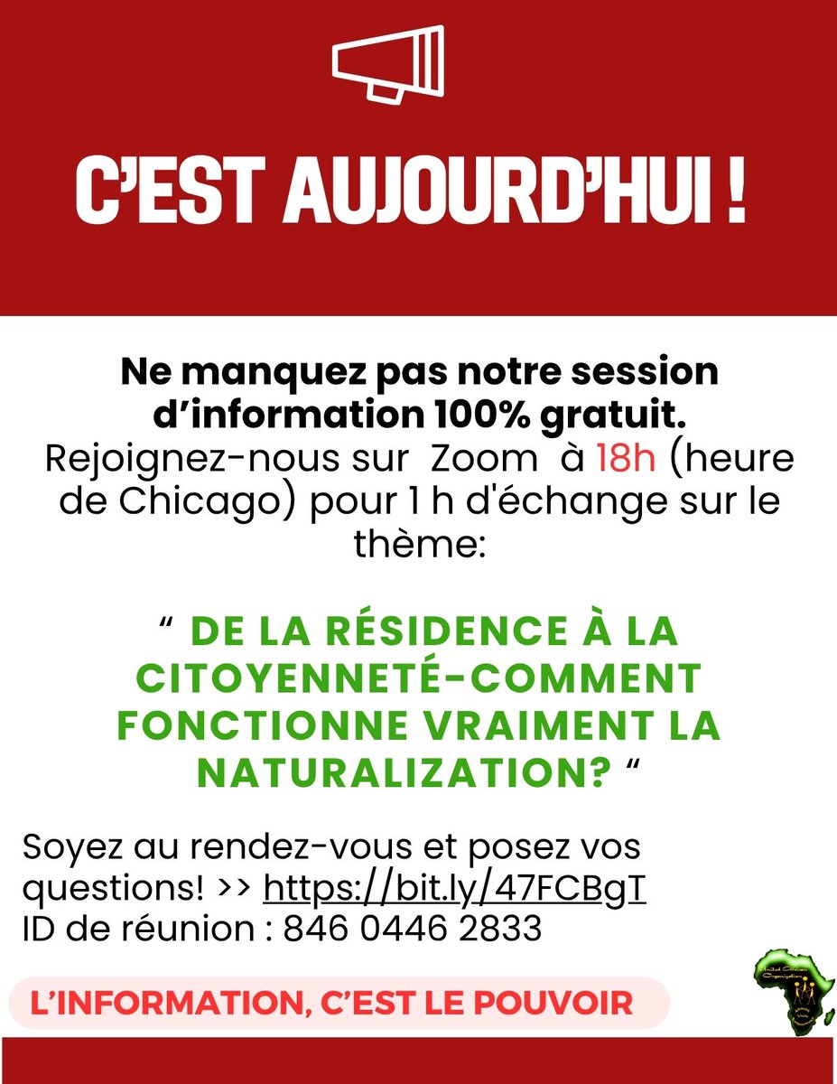Soyez au rendez-vous et posez vos questions! >> bit.ly/47FCBgT
Vous pouvez poser dès à présent vos questions dans les commentaires
+++++++++++++++
We want to remind our FRENCH-SPEAKING FRIENDS that the UAO is having an information session today at 6 p.m.