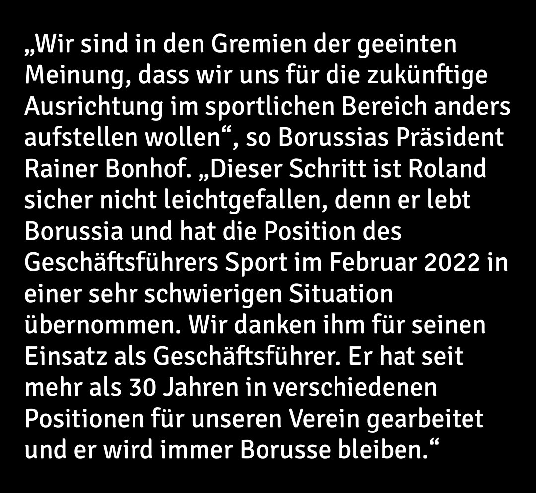borussenguru's tweet photo. Das wirkt wie eine Befreiung. Endlich. Nur der Zusatz "im sportlichen Bereich" irritiert.  Der immer wieder erwähnte "Umbruch"  darf nicht nur den sportlichen Bereich betreffen. Er  muss nun den gesamten Verein jünger, schneller und moderner machen. #Borussia #virkus https://t.co/bEXPL2JRtw