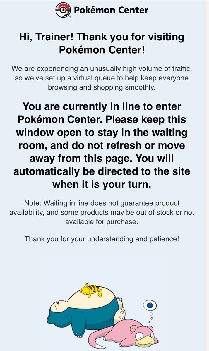 🚨Pokemon center queue is UP! 

We will notify you here when a product drops. 

Never miss another drop, get instant alerts: discord.gg/PFPE3G74wN

#PokemonCards #pokemoncenter