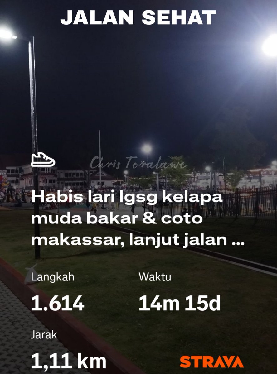 ChrisToralawe's tweet photo. Main malam utk pemulihan 😇
Lari-makan-jalan
#recovery #fighter #running #sport #olahraga #pibarunner #runner #sulteng #atlit #palu #joging #pibar #health #lari #minahasa #makiloputra #tuamalolombulan #manado #poso #pamona #pelari #putramakilo #pibarrunner #sports #run #petarung https://t.co/ud2pQWsEHG