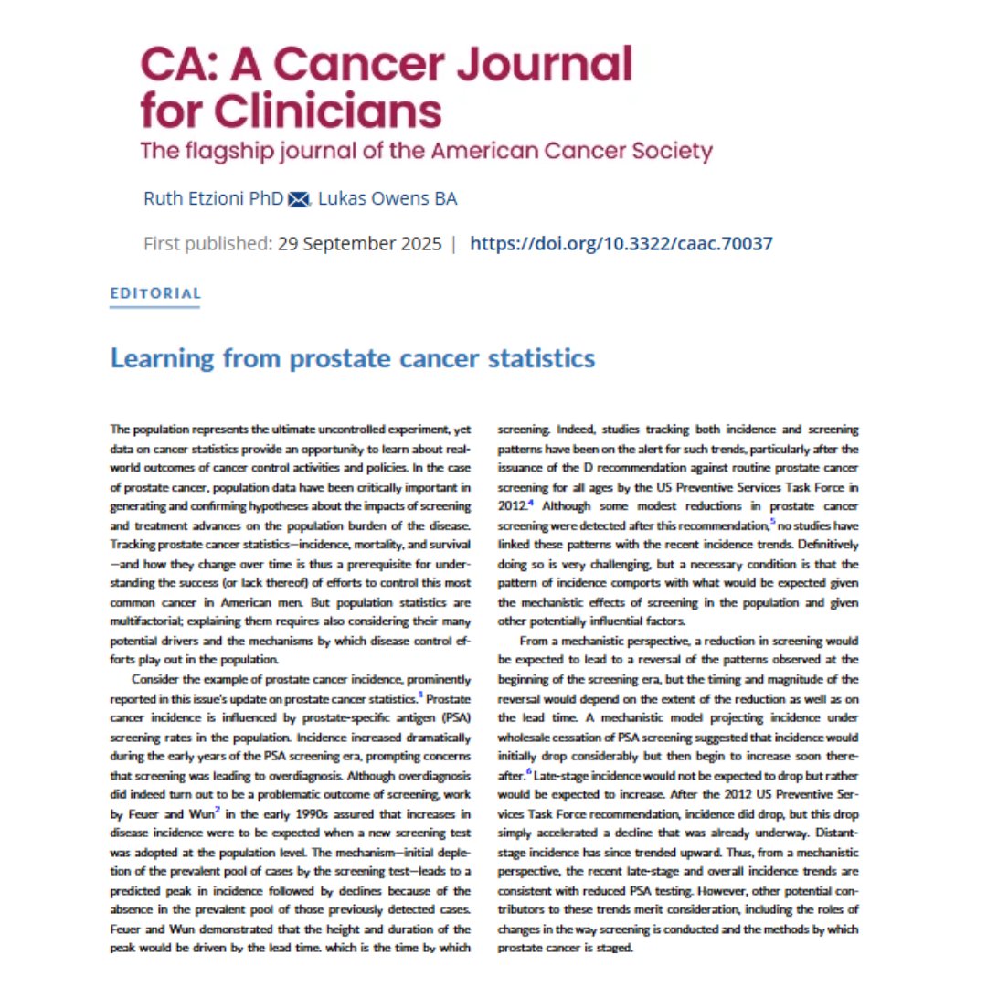 CA: A Cancer Journal for Clinicians (@cacancerjournal) on Twitter photo Interpreting trends in #ProstateCancer incidence are multifactorial; Ruth Ezioni and Lukas Owens of <a href="/fredhutch/">Fred Hutch Cancer Center</a> write about the many potential drivers and mechanisms by which disease control efforts play out in the population. #PCSM
Editorial:
acsjournals.onlinelibrary.wiley.com/doi/full/10.33…
<a href="/OncoAlert/">OncoAlert</a> Interpreting trends in #ProstateCancer incidence are multifactorial; Ruth Ezioni and Lukas Owens of <a href="/fredhutch/">Fred Hutch Cancer Center</a> write about the many potential drivers and mechanisms by which disease control efforts play out in the population. #PCSM
Editorial:
acsjournals.onlinelibrary.wiley.com/doi/full/10.33…
<a href="/OncoAlert/">OncoAlert</a>