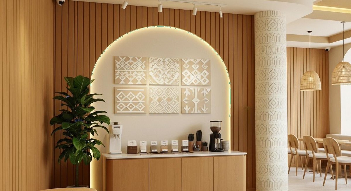 DesignBash's tweet image. Arabic coffee shop.. with a touch of modern boho style 

By 

Bashdesignmiami.com