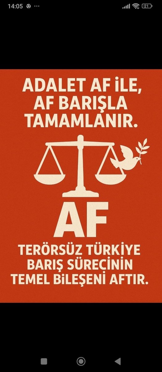 Av kimsenin cikarilarina göre değil
Eşit yasa istiyoruz 
SiyasiAfDeğil GenelAf
<a href="/RTErdogan/">Recep Tayyip Erdoğan</a> <a href="/yilmaztunc/">Yılmaz TUNÇ</a> <a href="/yilmaztunc/">Yılmaz TUNÇ</a> <a href="/dbdevletbahceli/">Devlet Bahçeli</a> <a href="/DEMGenelMerkezi/">DEM Parti</a> <a href="/alimahir/">Ali Mahir Başarır</a> <a href="/Akparti/">AK Parti</a> <a href="/eczozgurozel/">Özgür Özel</a>