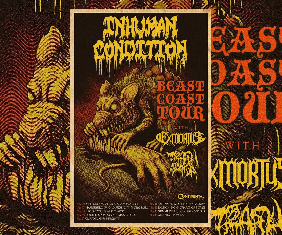 BandInhuman's tweet image. Hey Rats 🐀🐀🐀
The Inhuman Condition 
BEAST COAST TOUR will be here before you know it !!!

#mindtrap #floridadeathmetal 
#getoffyourass