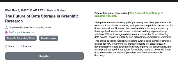 EcclesBrian's tweet photo. Join Mark Nossokoff of Hyperion Research alongside other smart panel members and explore cutting-edge storage strategies tailored for HPC environments.

https://t.co/3a9PKTfWhQ https://t.co/oAraUNP9ns