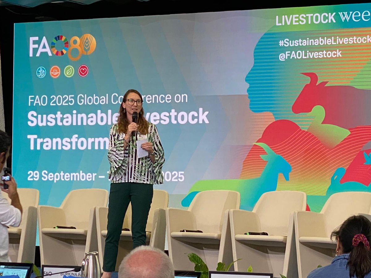 CIWF_Global's tweet photo. Today at the @FAO conference, Compassion’s Amélie Legrand took to the main stage to showcase how our Food Business programme is driving real change for farmed animals - impacting over 3 billion lives each year through bold collaboration with global food companies. https://t.co/CmL6WigG4m