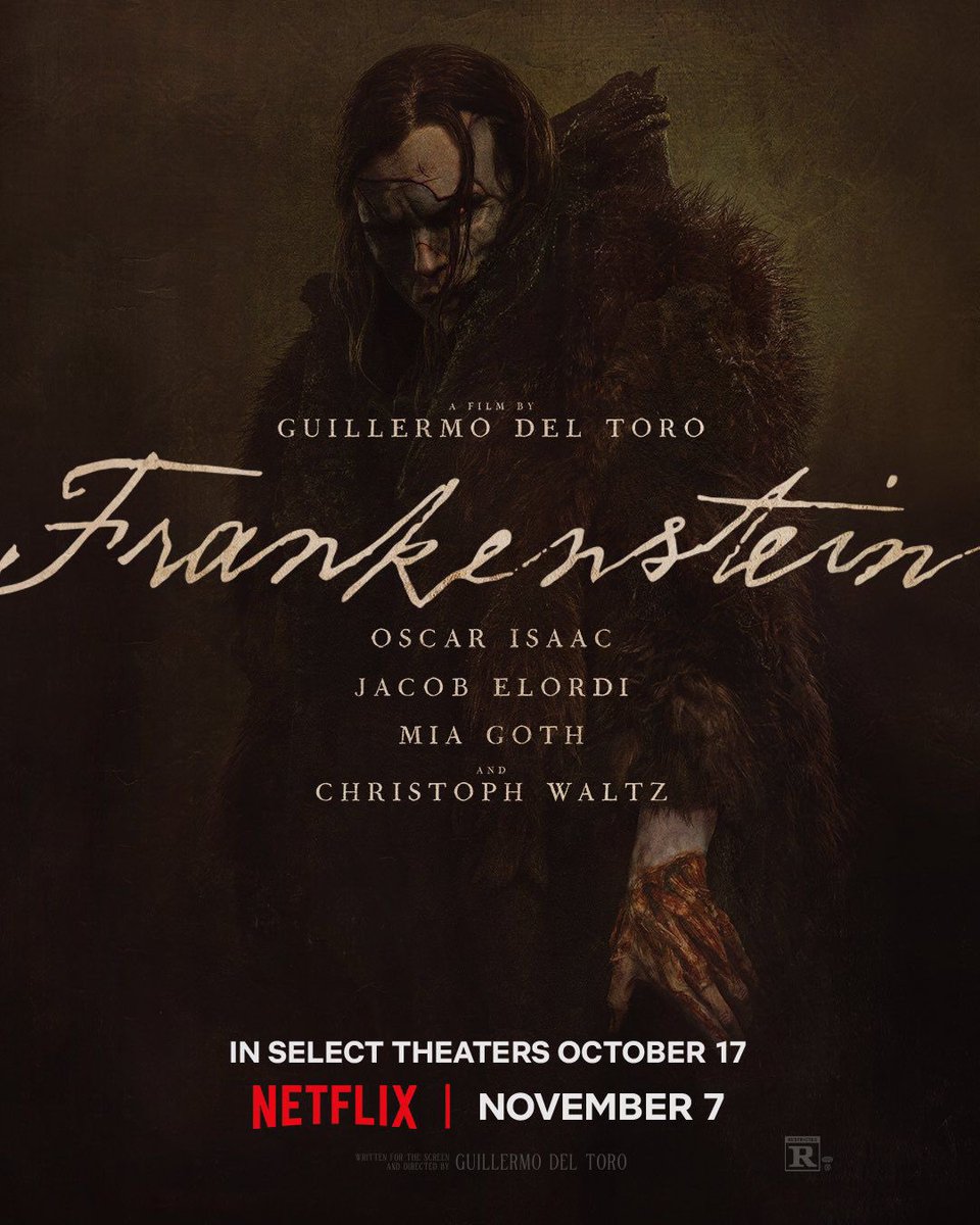 GabyMeza8's tweet photo. BOMBA 💥 A través de su nuevo póster tenemos el PRIMER VISTAZO del monstruo de Frankenstein, interpretado por Jacob Elordi para la nueva película de Guillermo del Toro. Llegará a Netflix el mes de noviembre. https://t.co/hfw4LF8vww