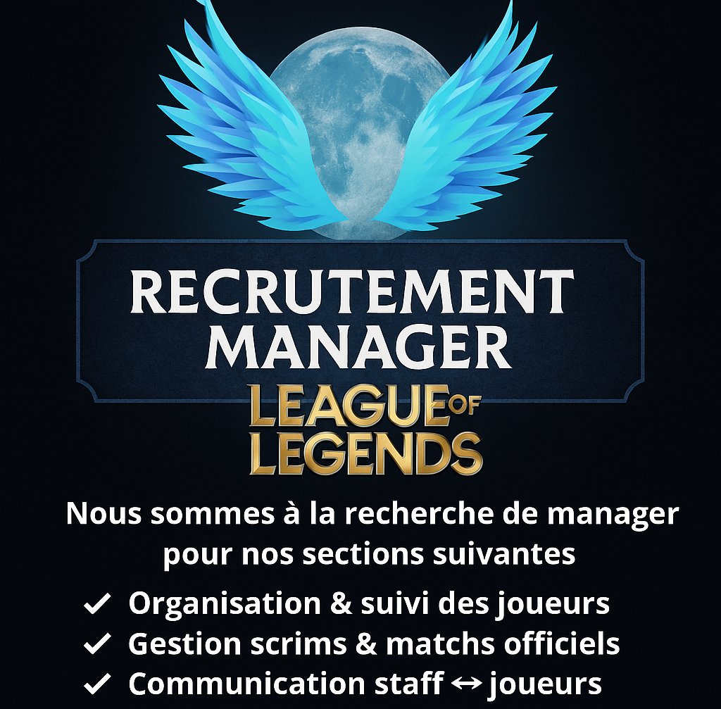 TheLegionAlStar's tweet photo. 📢 RECRUTEMENT – MANAGER (LoL)
recherche un Manager pour accompagner nos rosters ouat 
✅ Organisation &amp; suivi des joueurs
✅ Gestion scrims &amp; matchs officiels
✅ Communication staff ↔ joueurs

Discord : https://t.co/w40s1I1Dpl
#LeagueOfLegends #Esport #Recruitment #Ouat #gaming https://t.co/wIFsRVHSQQ