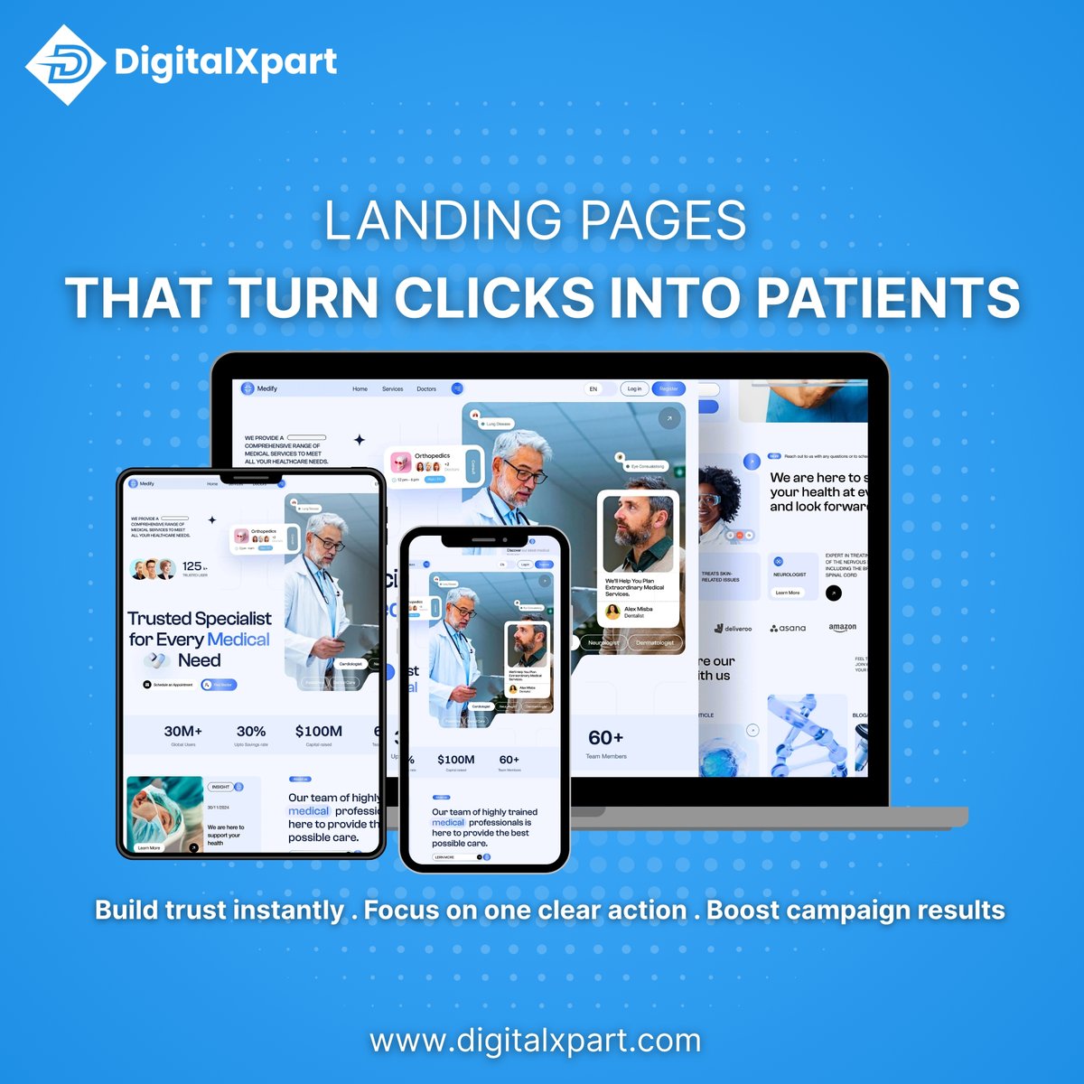 DigitalXparts's tweet photo. Every Healthcare Campaign Needs a Strong Landing Page.
Here are three ways a good landing page makes a difference: (check thred)

Visit us: https://t.co/S71MbDd7yL

#HealthcareMarketing #landingpage #webdevelpoment #HealthcareBusiness https://t.co/EZJQPV6QZb