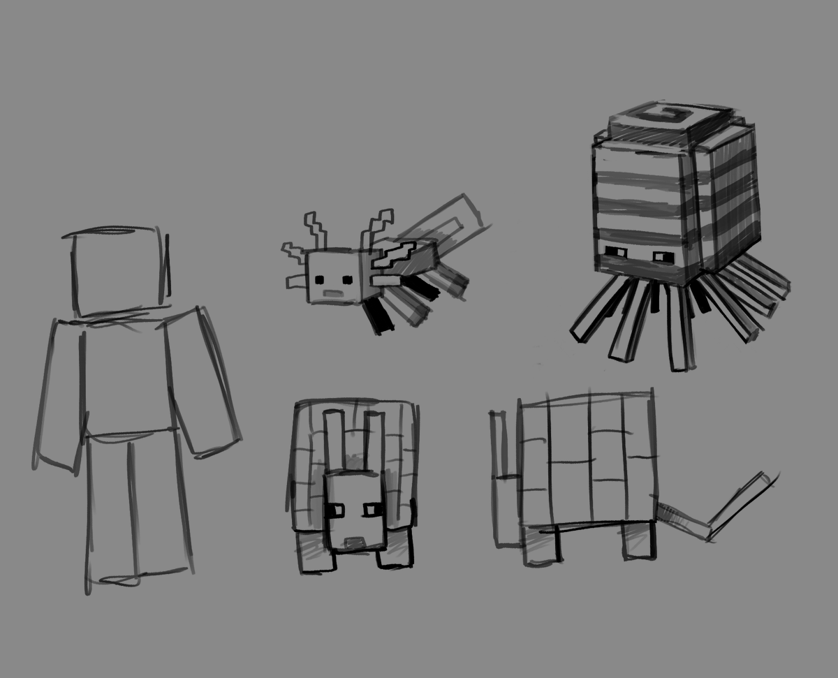 Me and my buddy FloogLips

modern spiders and creepers vs older nautilus/axolotl/armadillo