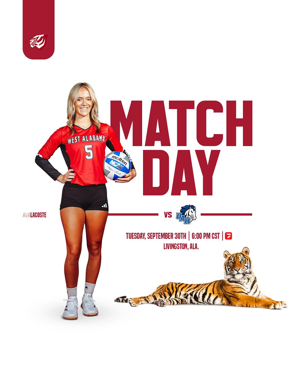 uwa_volleyball's tweet photo. See y’all at 6! | #MATCHDAY

🏐: vs UAH
📍: Pruitt Hall | Livingston, Ala. 
📺: Flo College https://t.co/8MzsfE4lz6