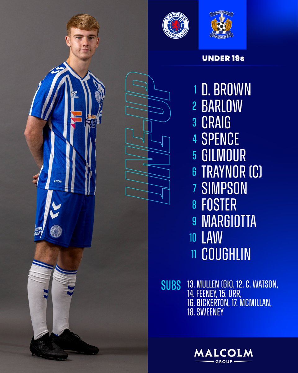 Tonight's Killie U19s XI away to Rangers.

KO: 7pm at Rangers Training Centre.