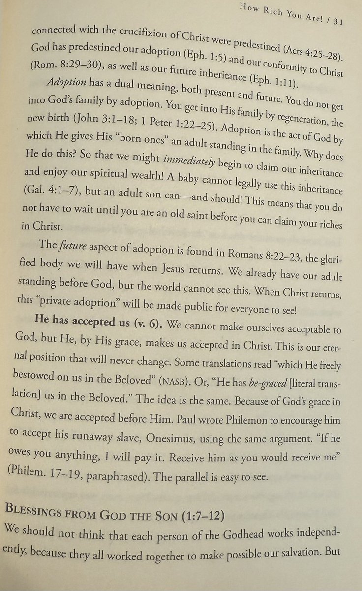 Warren Wiersbee on our adoption❤️✝️
From commentary on Ephesians. 
👇👇👇👇❤️❤️❤️❤️