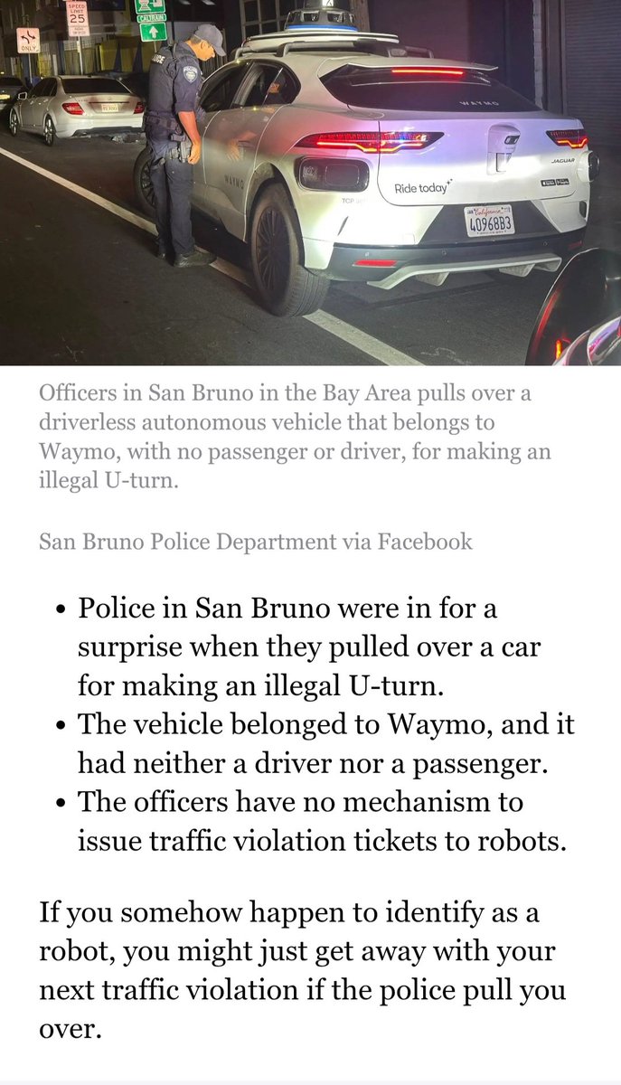 Ridge1z's tweet photo. 🤣hahaha,  next time you get pulled over, say you're a humanoid robot. https://t.co/G7Sb0PlQMM