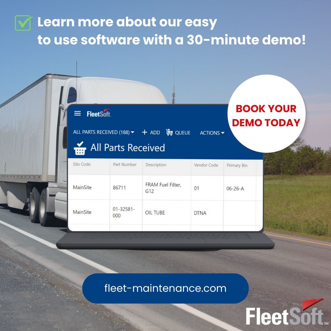 Fleet_Soft's tweet image. Are you searching for a way to manage your fleet better? Book a 30-minute demo to learn more about our FleetSoft software and the features and tools that make our system easily accessible and simple. 

Click on the link to learn more➡️fleet-maintenance.com 

#Demo #FleetSupport